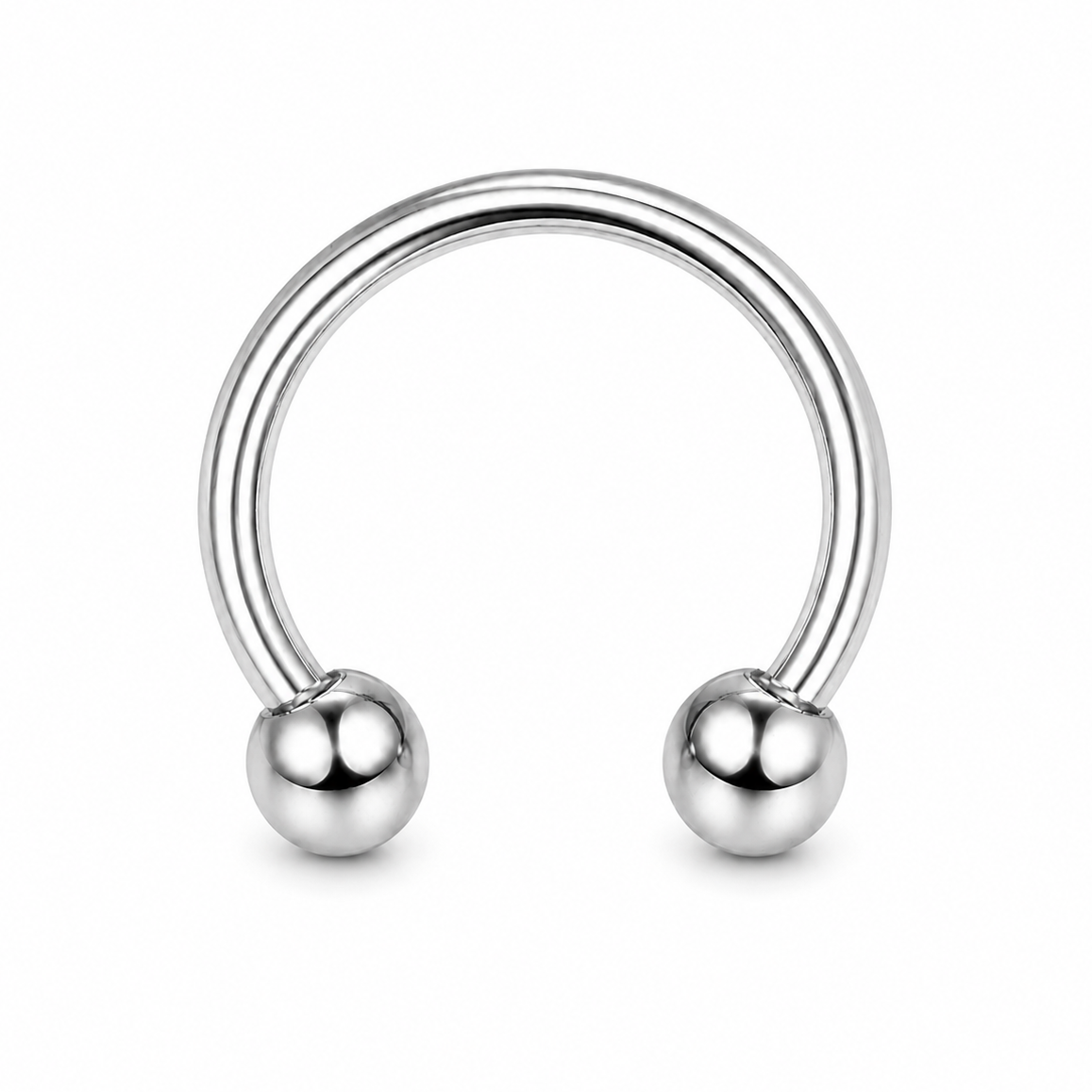Fer a cheval septum argente 2 boules lisses — miniature fond blanc taille M