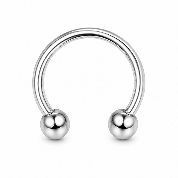 Fer a cheval septum argente 2 boules lisses — miniature fond blanc taille M