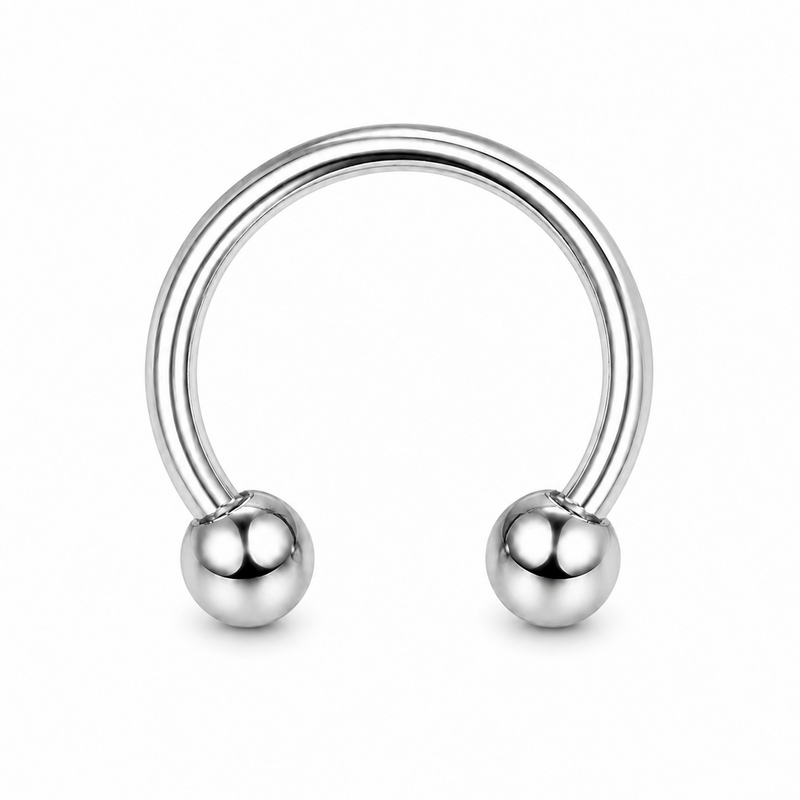 Fer a cheval septum argente 2 boules lisses — miniature fond blanc taille M