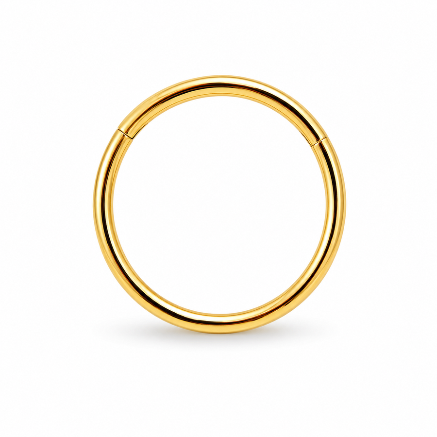Anneau clicker dore lisse poli — miniature fond blanc