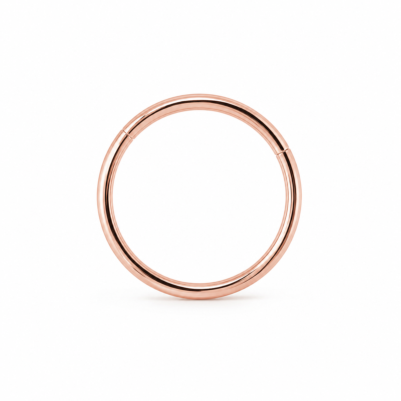 Anneau clicker or rose lisse poli — miniature fond blanc
