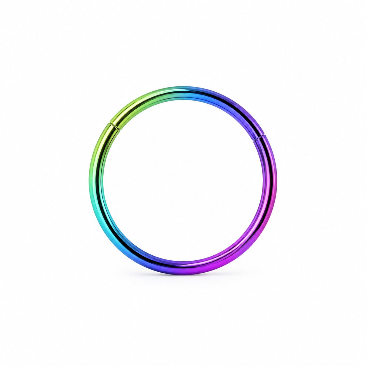 Anneau clicker multicolore arc-en-ciel lisse — miniature fond blanc