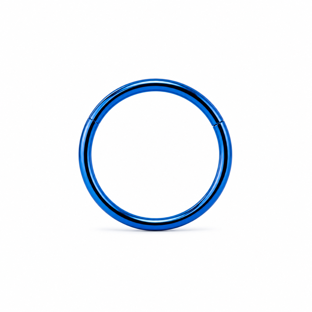 Anneau clicker bleu lisse poli — miniature fond blanc