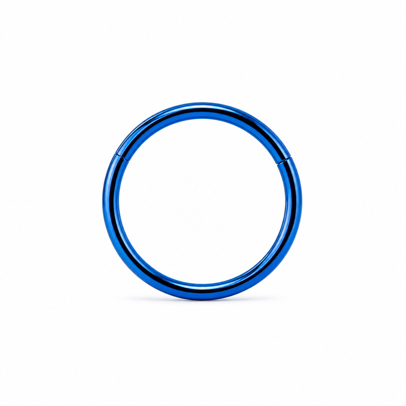 Anneau clicker bleu lisse poli — miniature fond blanc