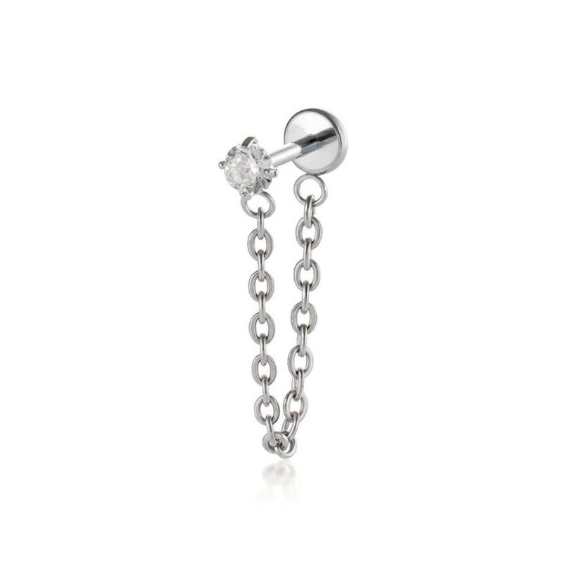 Piercing Oreille Helix ou Flat avec chaine