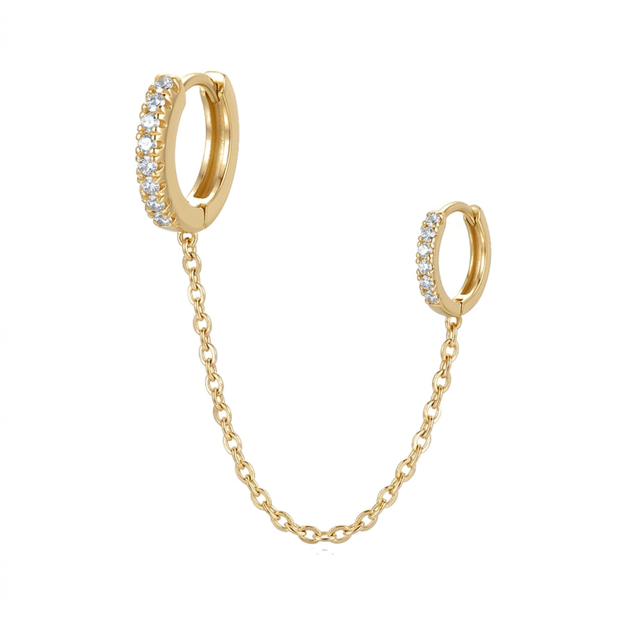 Piercing Double Hélix Lobe Doré | Anneaux Clicker Chaîne Zircons
