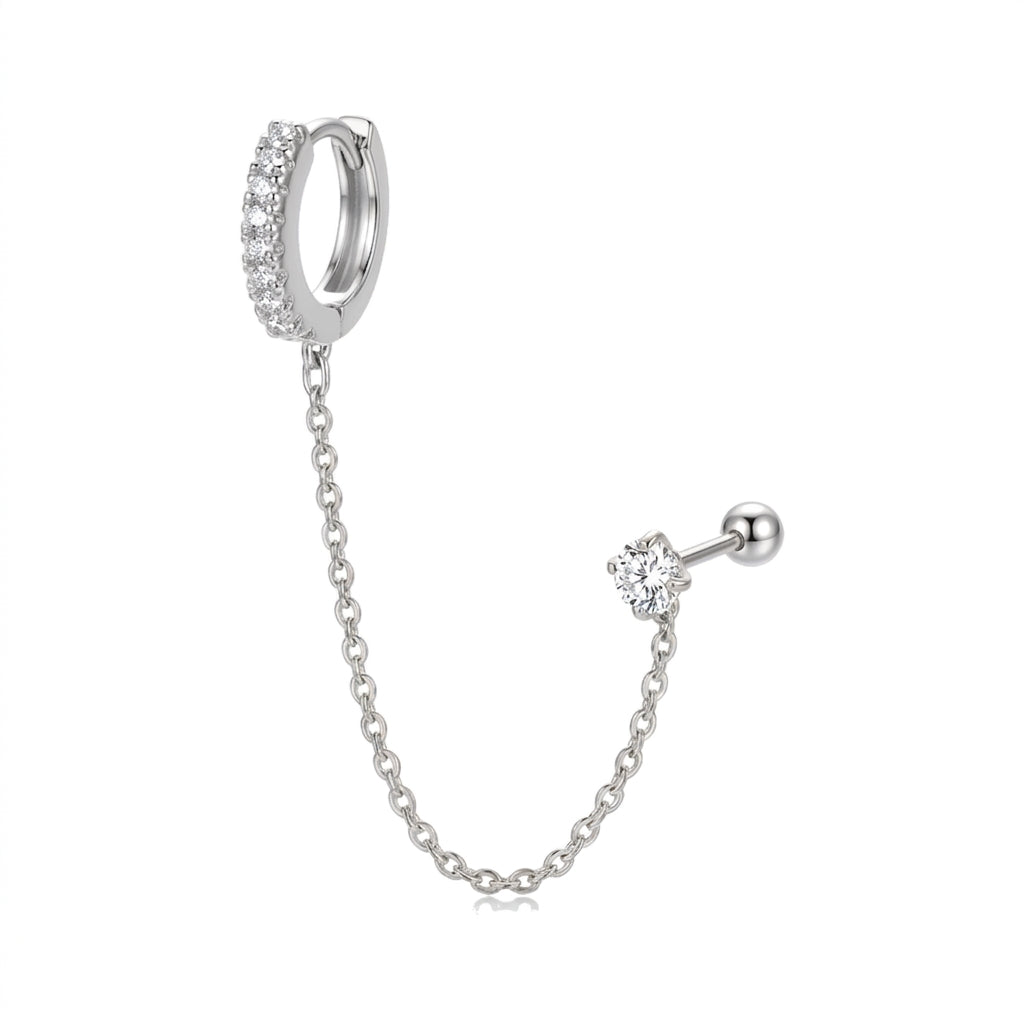 Piercing Double Helix Doré Chaîne Anneau Clicker Pavé Zircon - vue 3