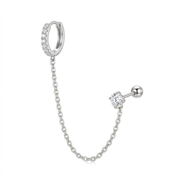 Piercing Double Helix Doré Chaîne Anneau Clicker Pavé Zircon - vue 6