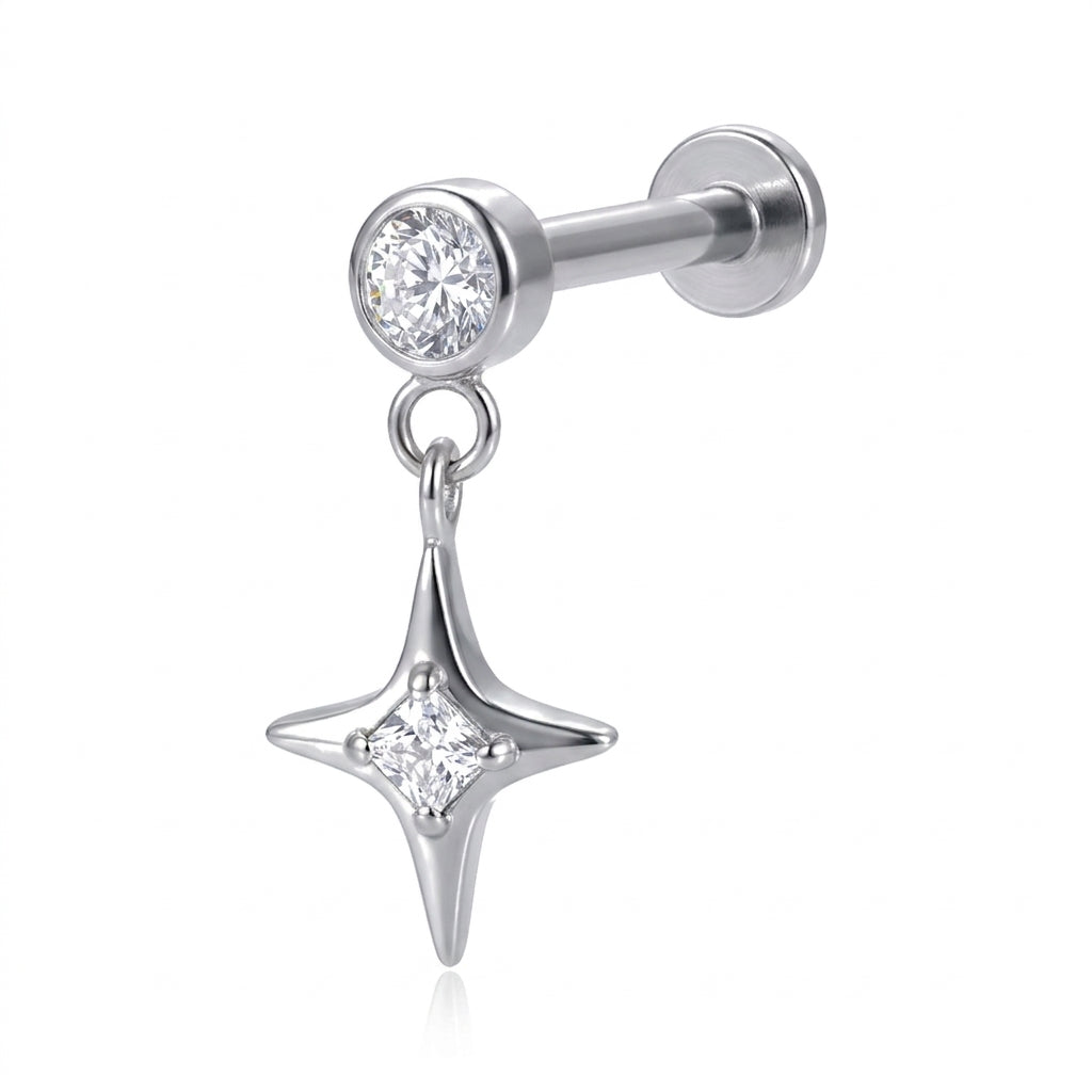 Piercing Hélix Labret Doré Pendentif Étoile Zircons Scintillants - vue 7