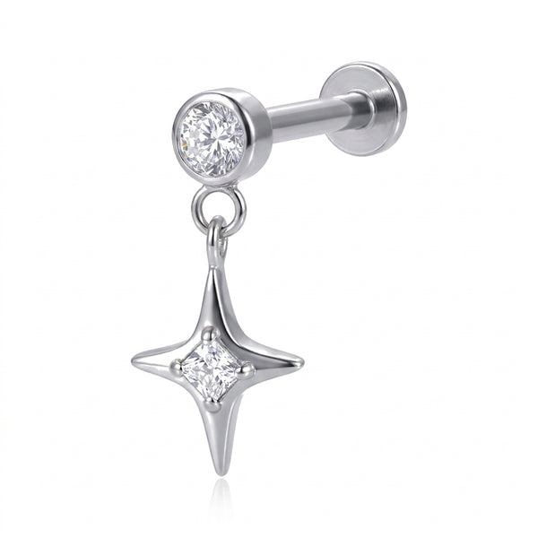 Piercing Hélix Labret Doré Pendentif Étoile Zircons Scintillants - vue 7