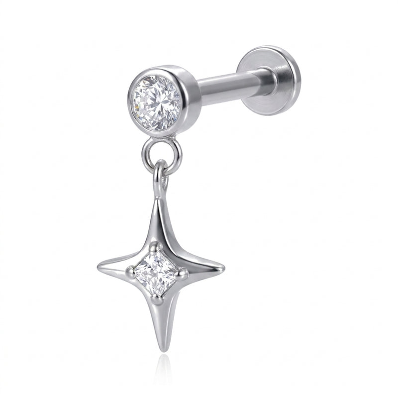 Piercing Hélix Labret Doré Pendentif Étoile Zircons Scintillants - vue 7