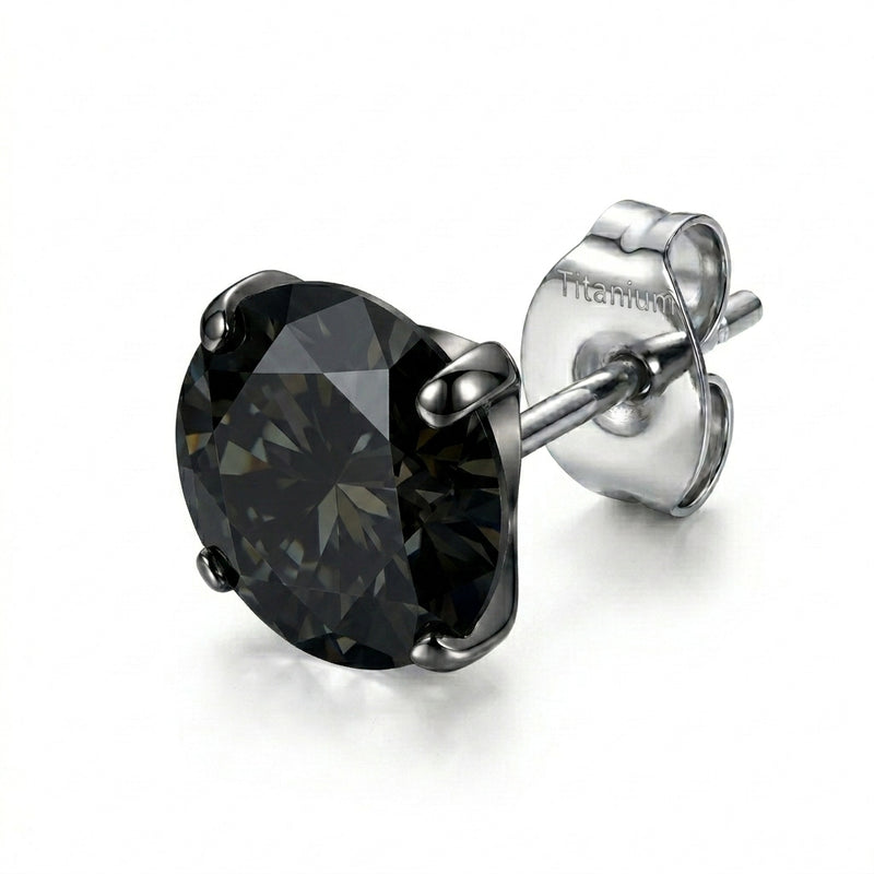 Puce d'oreille titane G23 zircon rond solitaire 4 griffes - vue 8