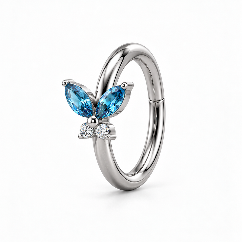 Piercing Papillon 3D : Anneau Clicker Nez en Titane Zircons