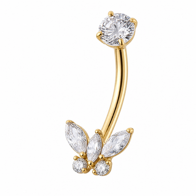 Piercing nombril papillon titane doré 18K-Véloria piercing