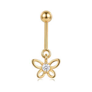 Piercing Hélix Labret Papillon Ajouré Doré Zircone