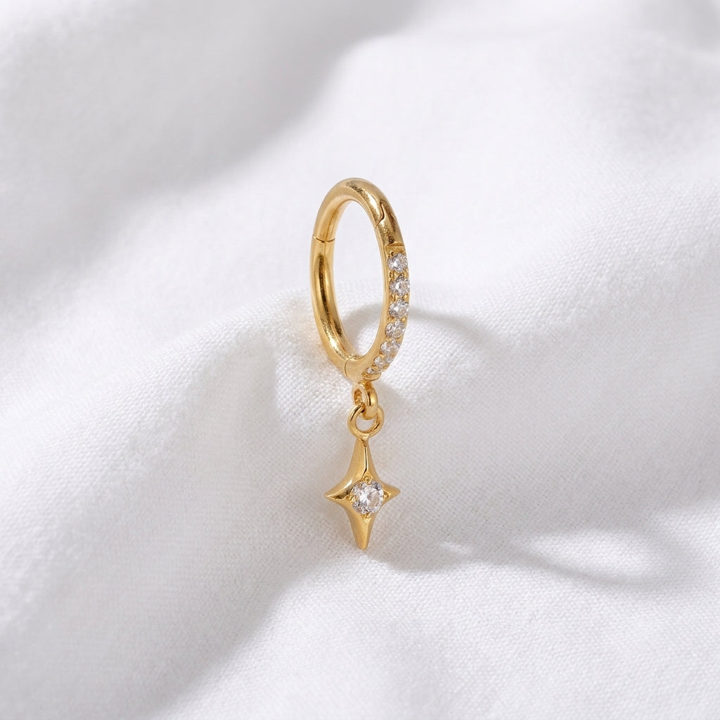 Piercing Cartilage Doré Clicker Étoile Zircon - vue 4