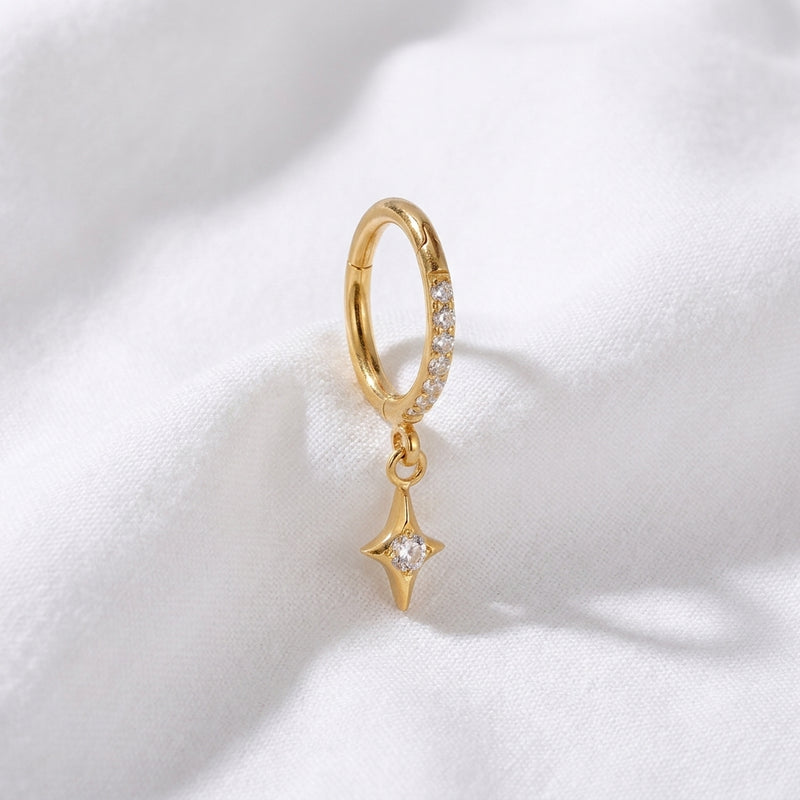 Piercing Cartilage Doré Clicker Étoile Zircon - vue 4
