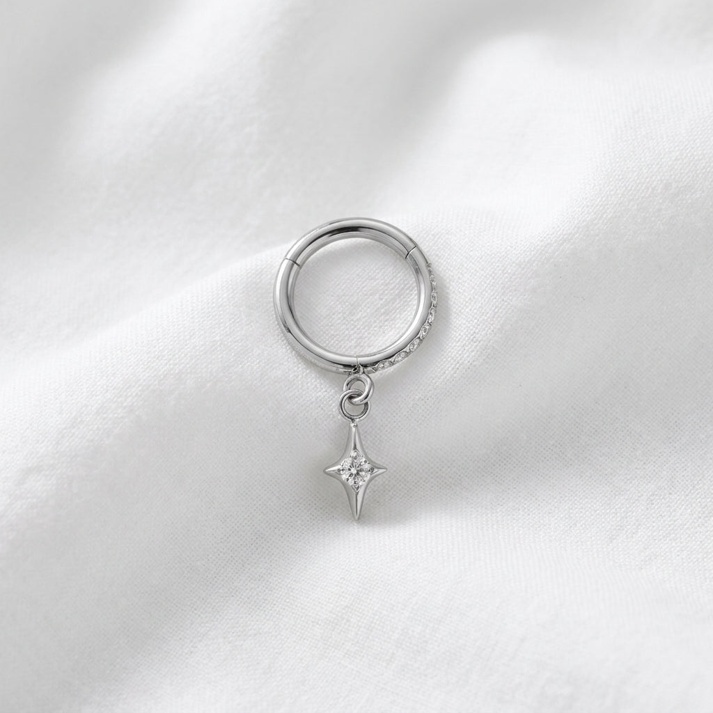 Piercing Cartilage Doré Clicker Étoile Zircon - vue 2