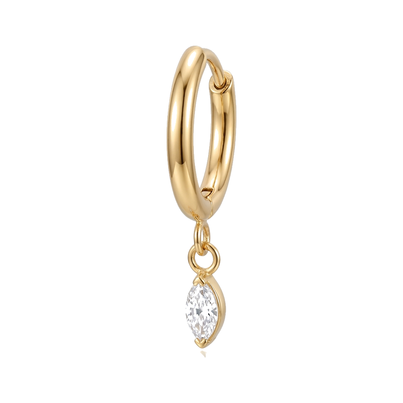 Piercing Daith Anneau Clicker Doré Zircon Marquise