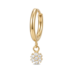 Piercing Oreille Anneau Clicker Doré Fleur Zircone Élégant