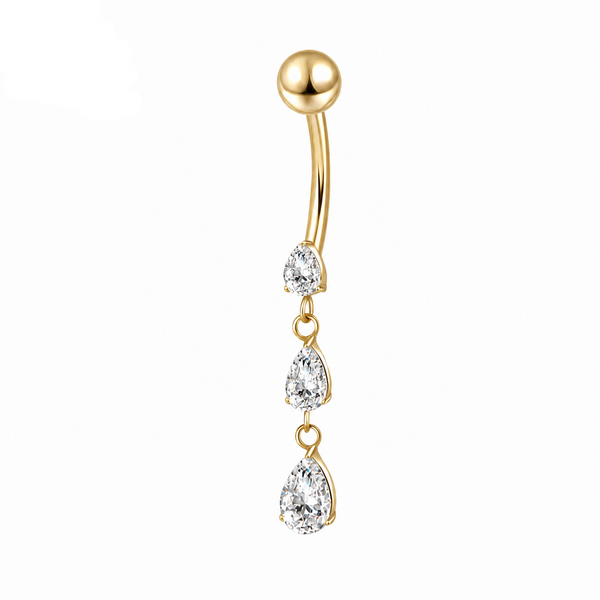 Piercing nombril chaîne goutte zircon
