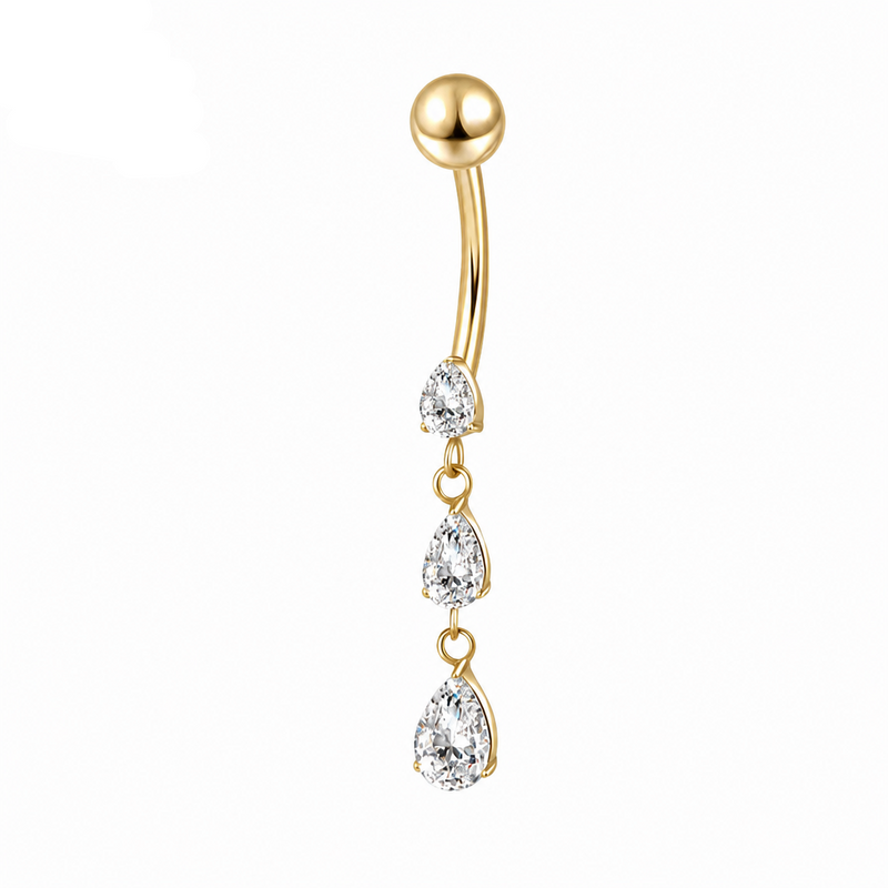 Piercing nombril chaîne goutte zircon