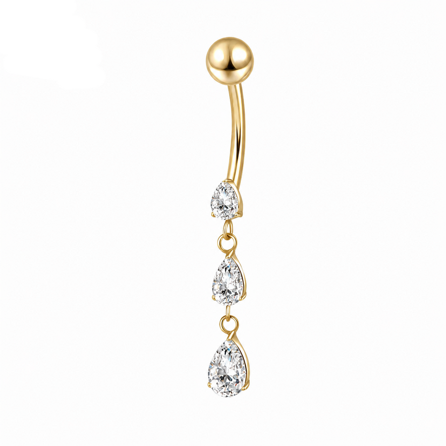 Piercing nombril chaîne goutte zircon