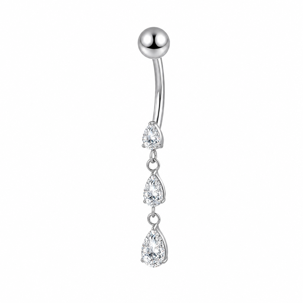 Piercing nombril chaîne goutte zircon - vue 3
