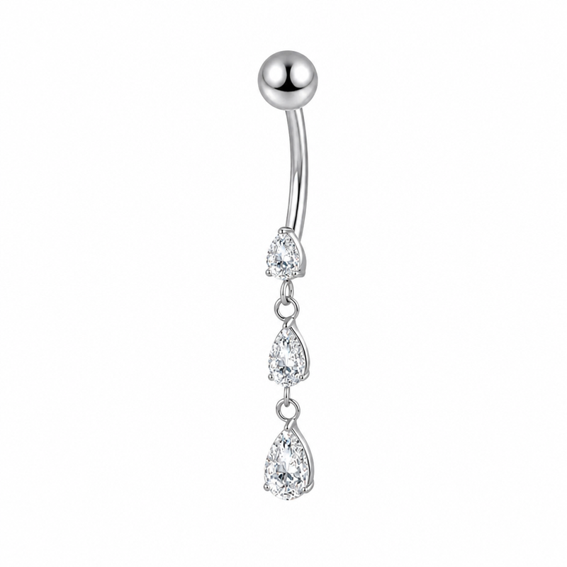 Piercing nombril chaîne goutte zircon - vue 3