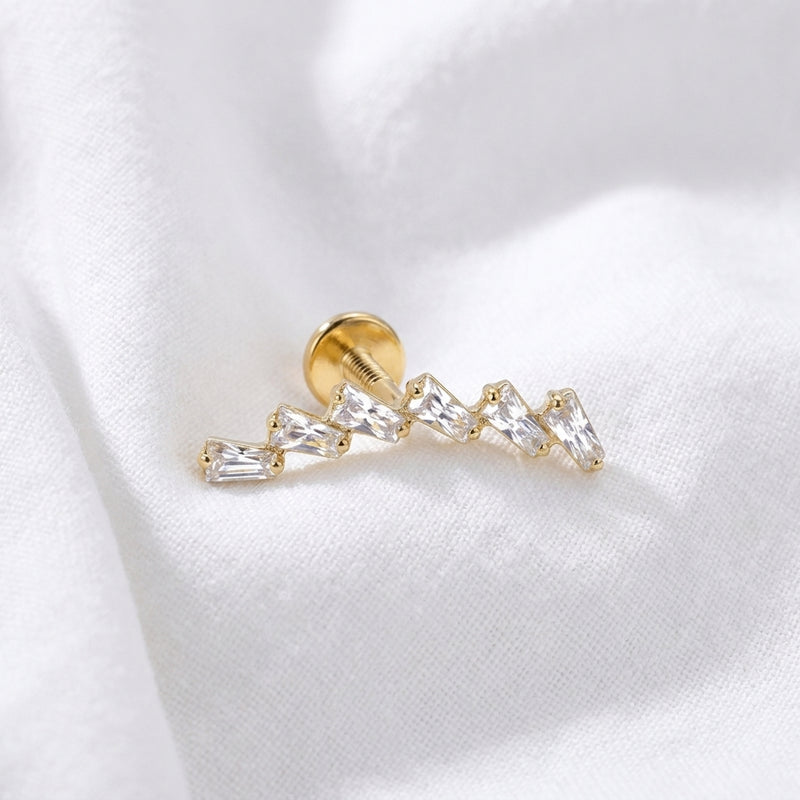 Piercing Cartilage Labret Doré Zircons Baguettes Escalier - vue 4