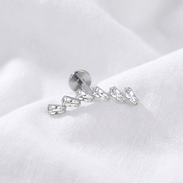 Piercing Cartilage Labret Doré Zircons Baguettes Escalier - vue 2