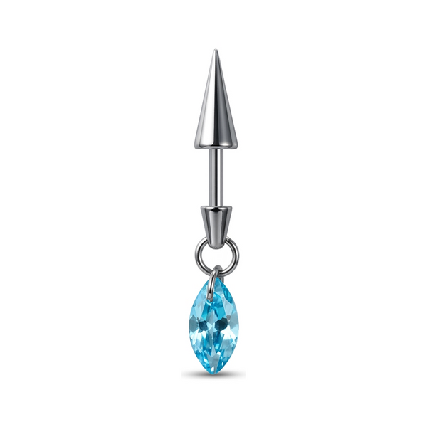 Piercing Labret Cartilage Cône Argenté et Pendentif Marquise Zircon - vue 7
