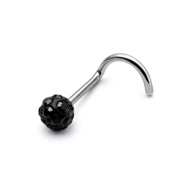 Vis nez argentee boule disco multi-strass noir — fond blanc