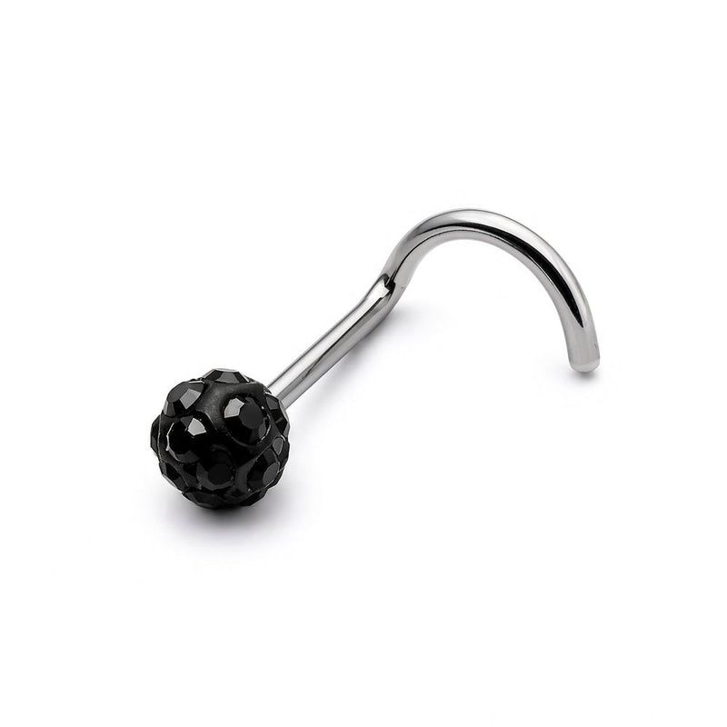 Vis nez argentee boule disco multi-strass noir — fond blanc