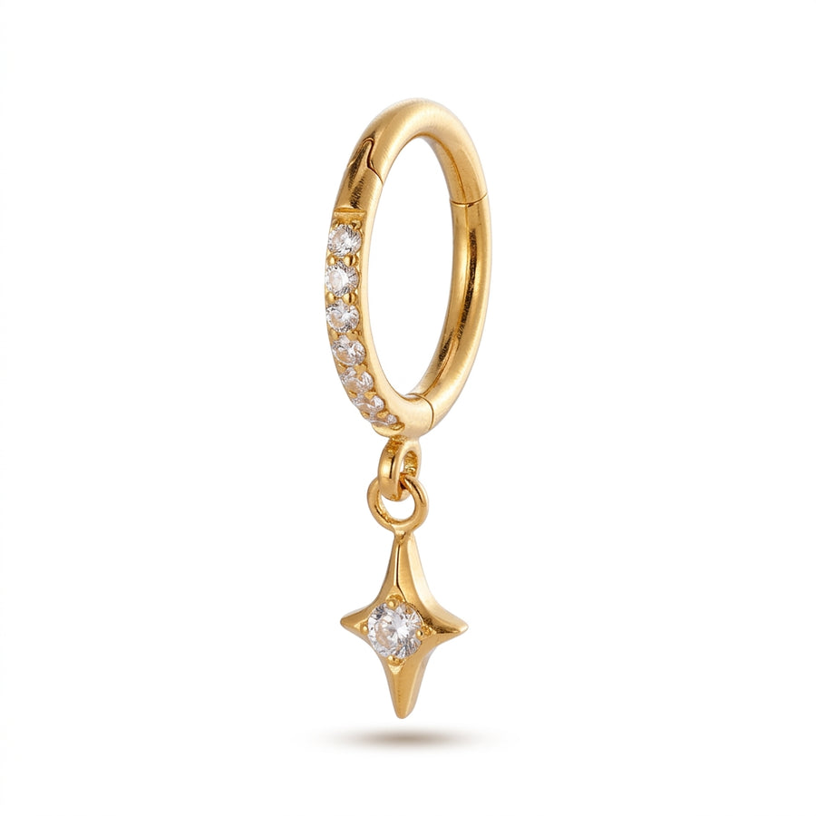 Piercing Cartilage Doré Clicker Étoile Zircon