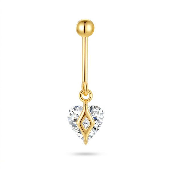 Piercing Hélix Labret Cœur Doré Zircone Suspendu