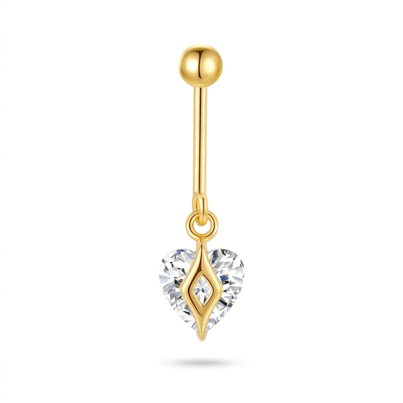 Piercing Hélix Labret Cœur Doré Zircone Suspendu