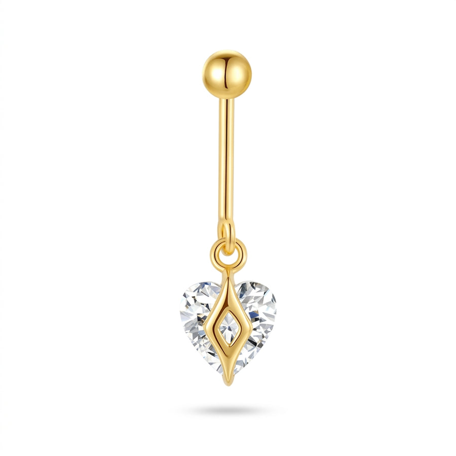 Piercing Hélix Labret Cœur Doré Zircone Suspendu