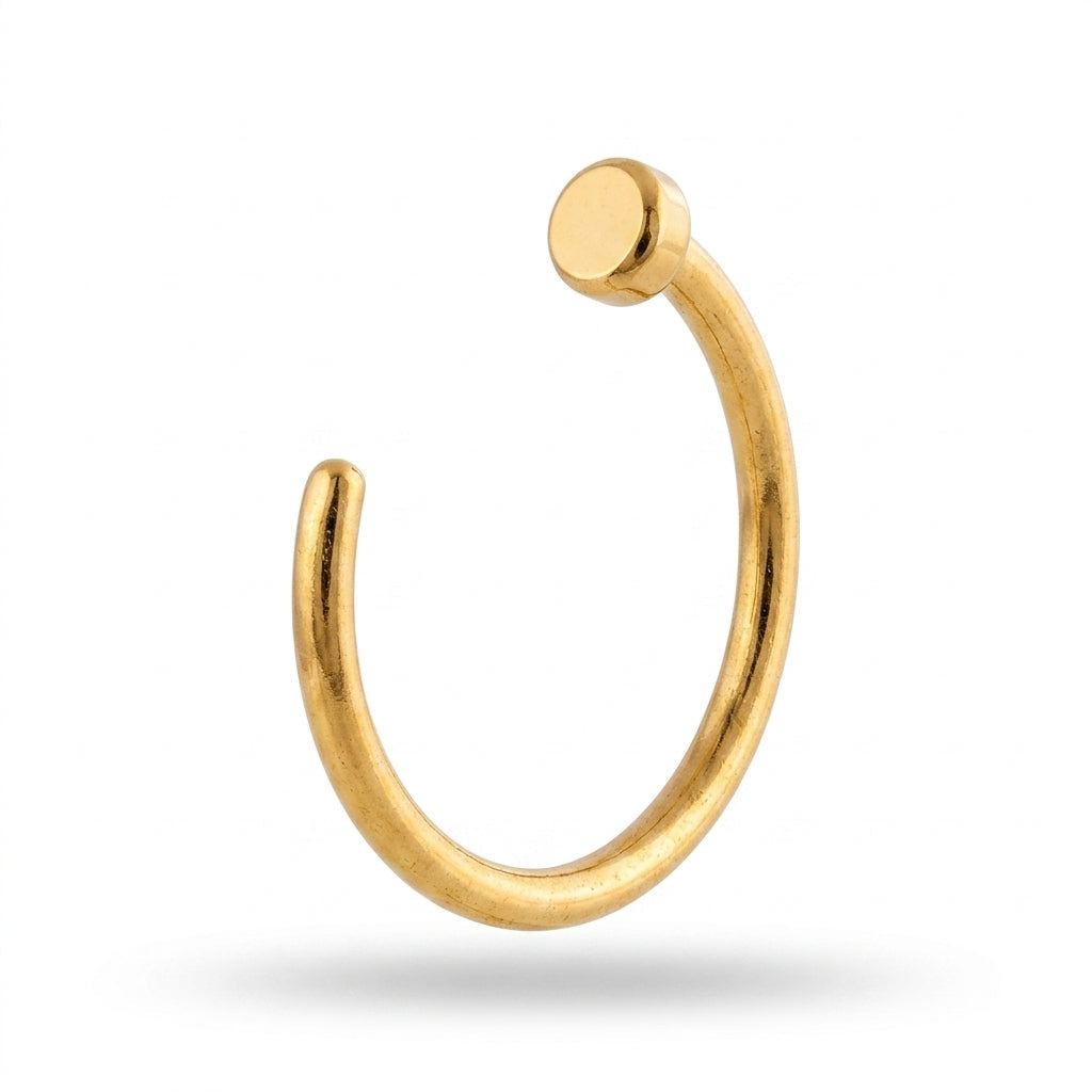 Anneau narine ouvert dore mat stopper plat — fond blanc