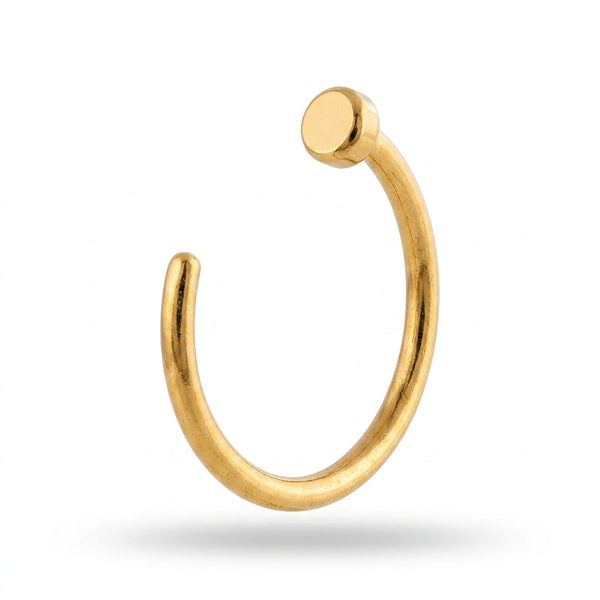 Anneau narine ouvert dore mat stopper plat — fond blanc