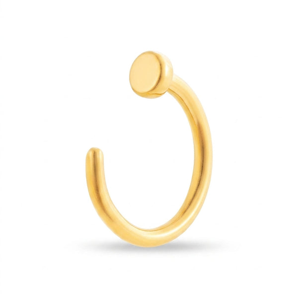 Anneau narine ouvert dore brillant stopper plat — fond blanc