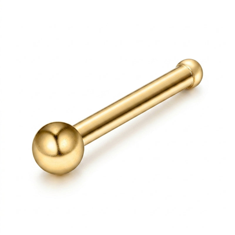 Tige droite dore boule lisse nostril — fond blanc