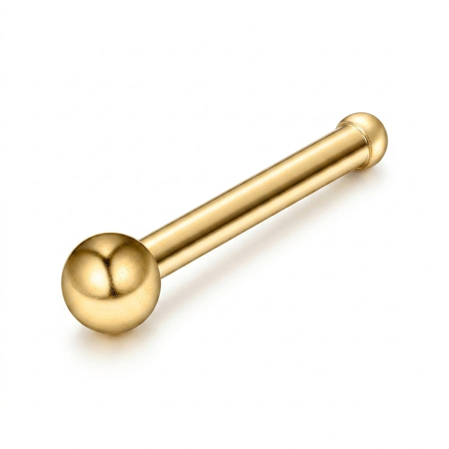 Tige droite dore boule lisse nostril — fond blanc