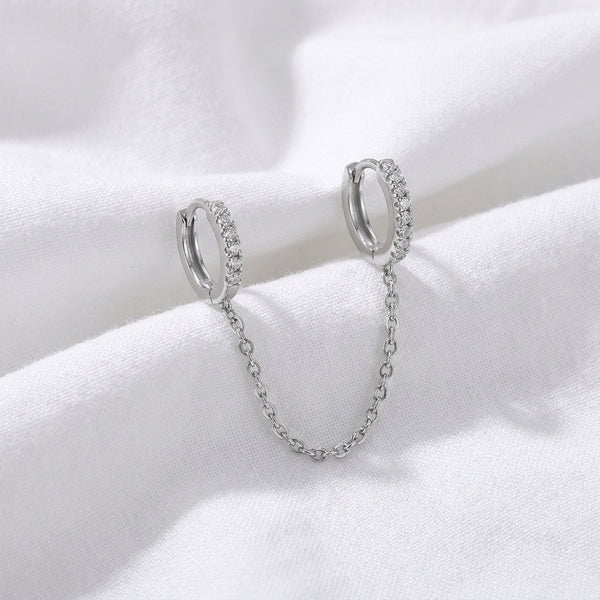 Piercing Double Hélix Lobe Doré | Anneaux Clicker Chaîne Zircons - vue 2