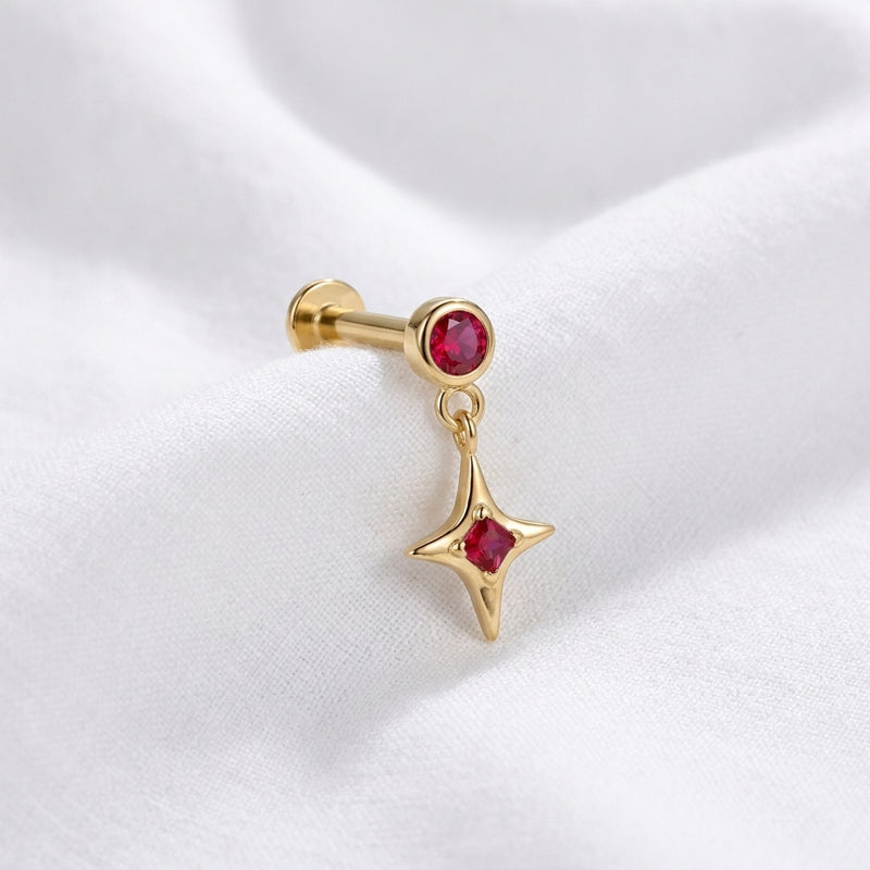 Piercing Hélix Labret Doré Pendentif Étoile Zircons Scintillants - vue 9