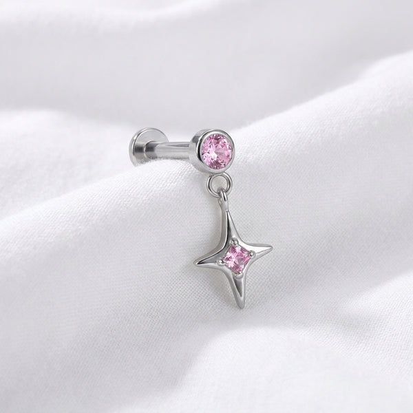 Piercing Hélix Labret Doré Pendentif Étoile Zircons Scintillants - vue 6