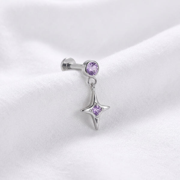 Piercing Hélix Labret Doré Pendentif Étoile Zircons Scintillants - vue 2