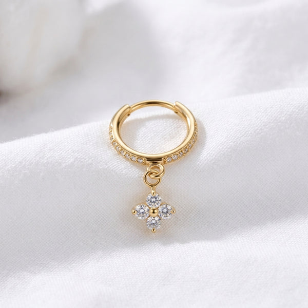 Anneau Clicker Doré Fleur Zircon pour Cartilage, Hélix & Lobe - vue 4