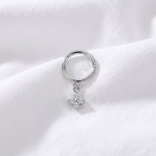 Anneau Clicker Doré Fleur Zircon pour Cartilage, Hélix & Lobe - vue 2