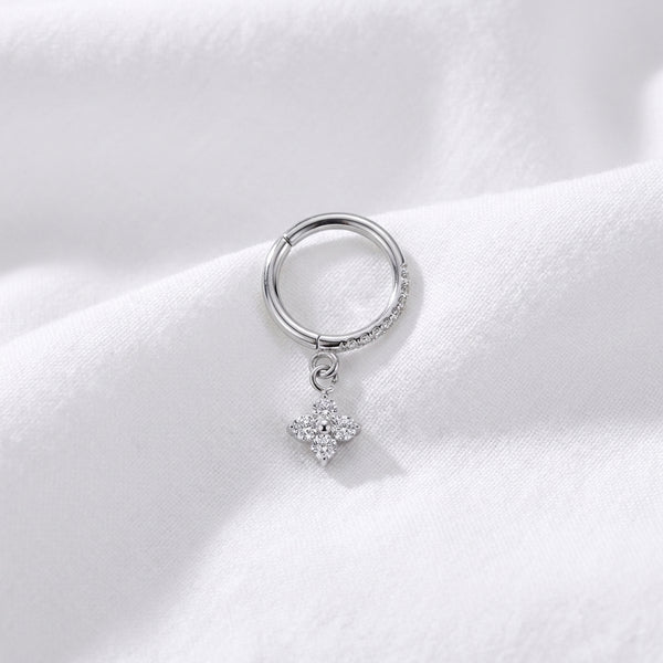 Anneau Clicker Doré Fleur Zircon pour Cartilage, Hélix & Lobe - vue 2